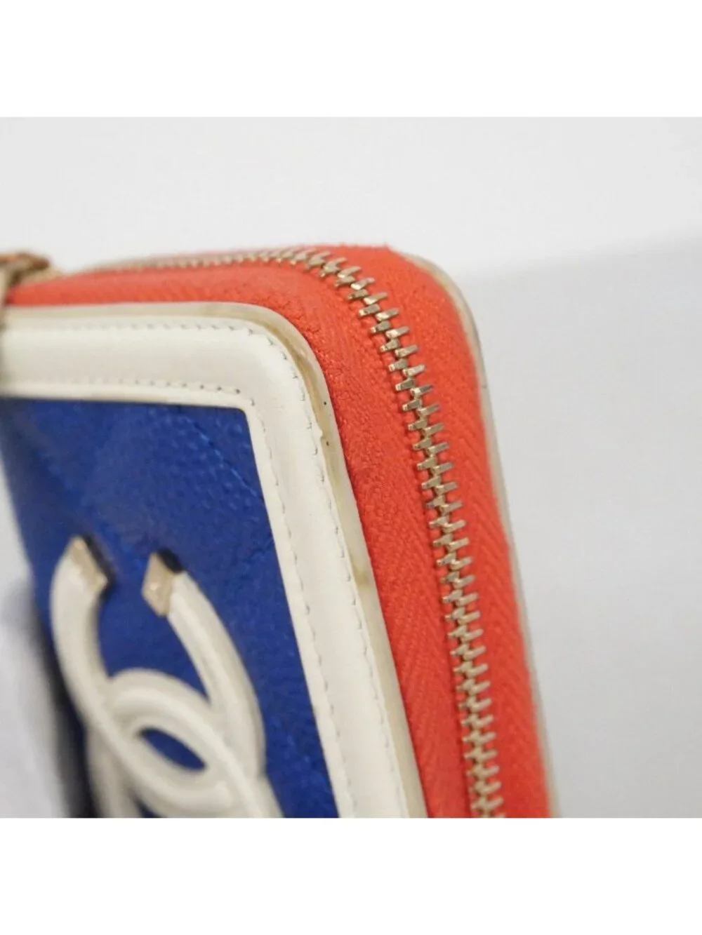 Chanel Coin Case CC Filigree Caviar Leather Blue White Red Gold